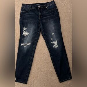 Maurices Dark Blue Distressed Skinny Jeans